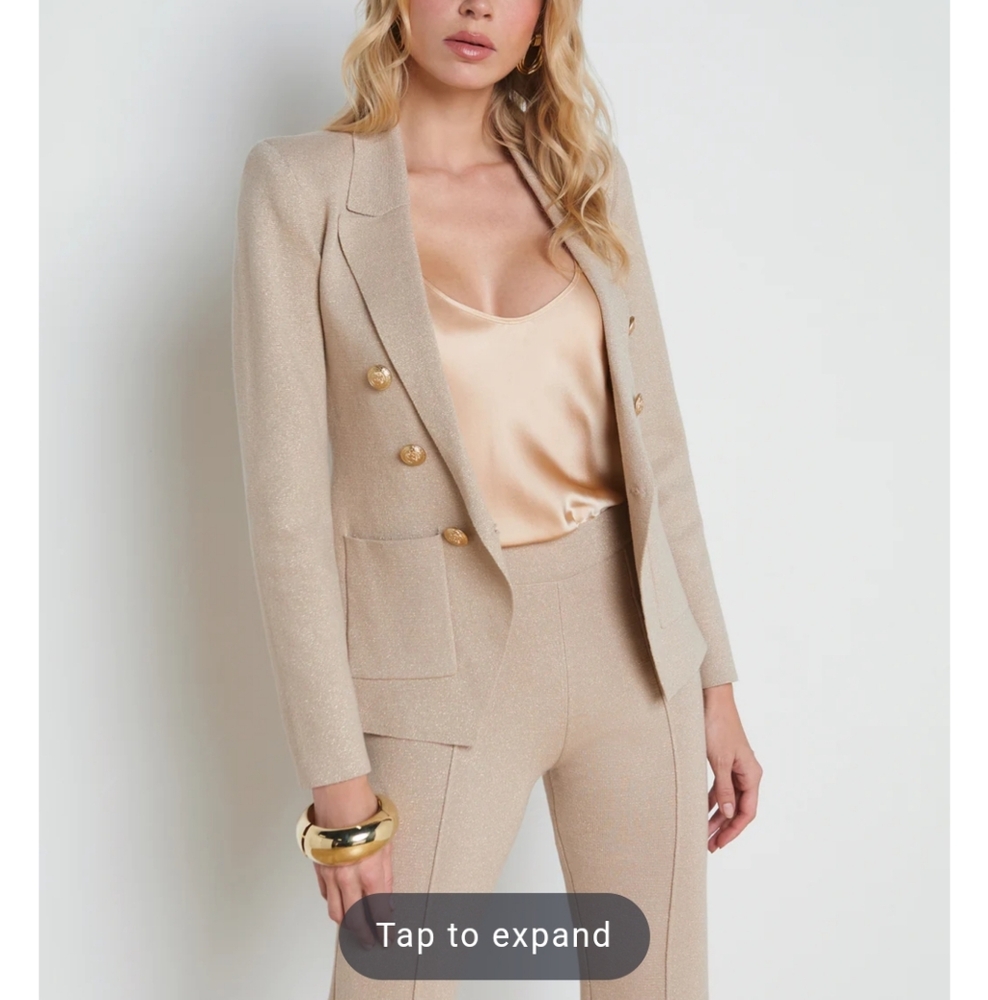 L’Agence kenzie pale khaki gold metallic Blazer large